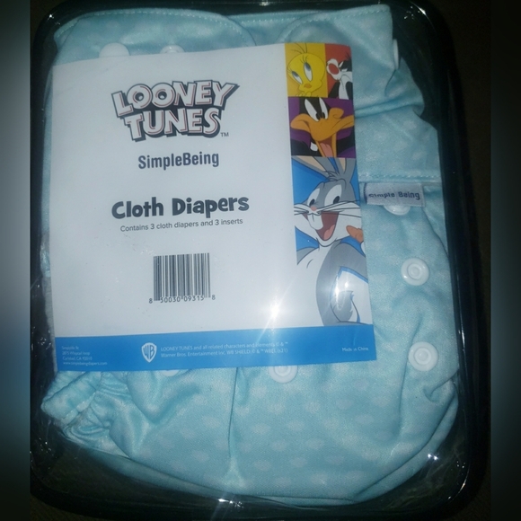Cloth Diapers Set Bugs Bunny Tasmanian Devil Looney Tunes Adjustable - Picture 5 of 7